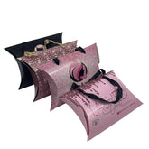 Custom Logo Pillow Boxes With Ribbon For Hair Extensions & Wigs
