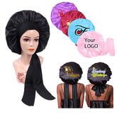 Custom Logo Single Layer Wide Band Large Satin Bonnets With Ties