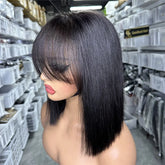 Double Drawn Bang Bob Wig Straight