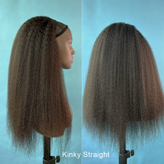 Kinky Straight & Curly 3 in 1 Half Wig: Versatile Ponytail & Headband Raw Hair Wig