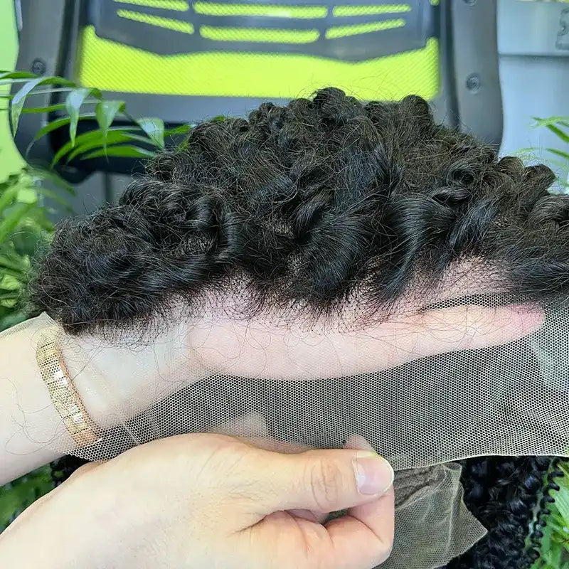 10A Peruca de cabelo cru com fecho personalizado HD/transparente encaracolado