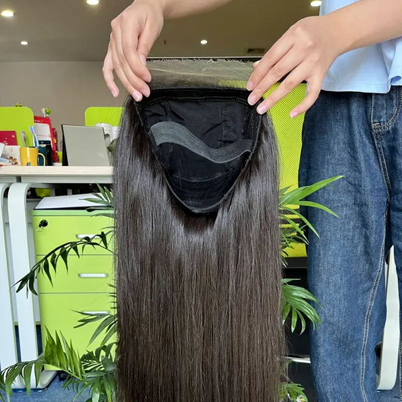 10A Peruca de cabelo cru com fecho personalizado HD/transparente em linha reta