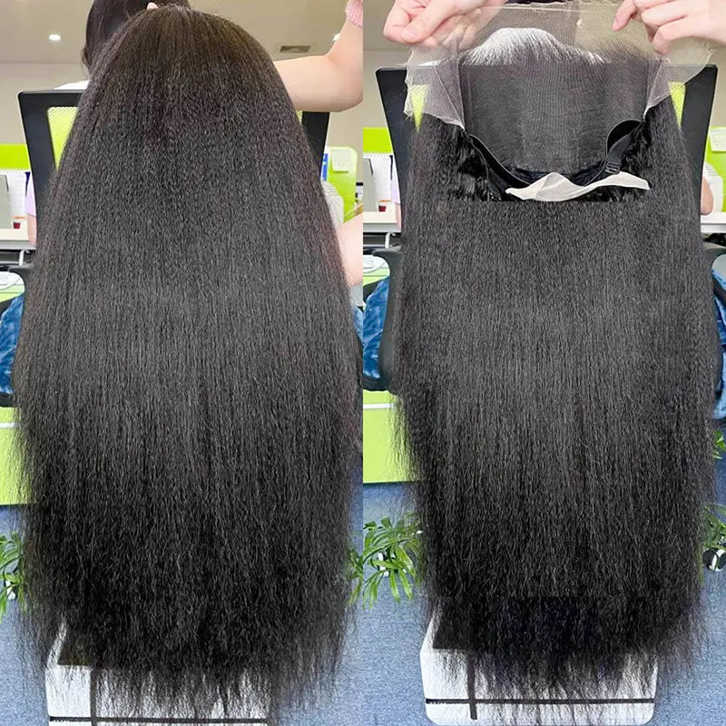  10A Peruca Personalizada de Cabelo Cru com Frontal HD/Transparente Liso Afro