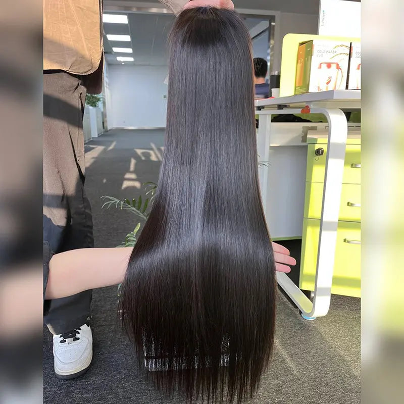 10A Peruca Personalizada de Cabelo Cru com Frontal HD/Transparente Liso