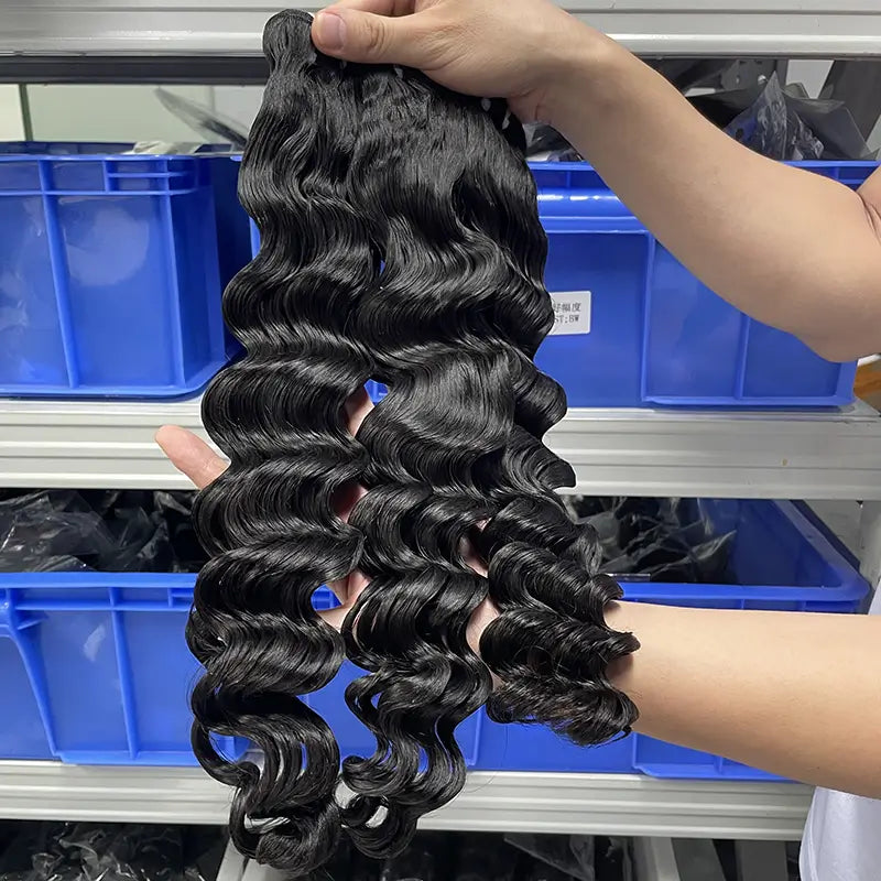 10A Cabelo Virgem Bruto Cambodjano Tecido de Cabelo Ondulado Profundo Solto