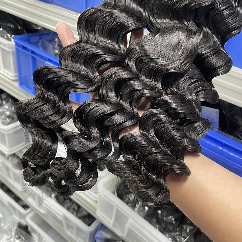 10A Cabelo Virgem Bruto Cambodjano Tecido de Cabelo Ondulado Profundo Solto