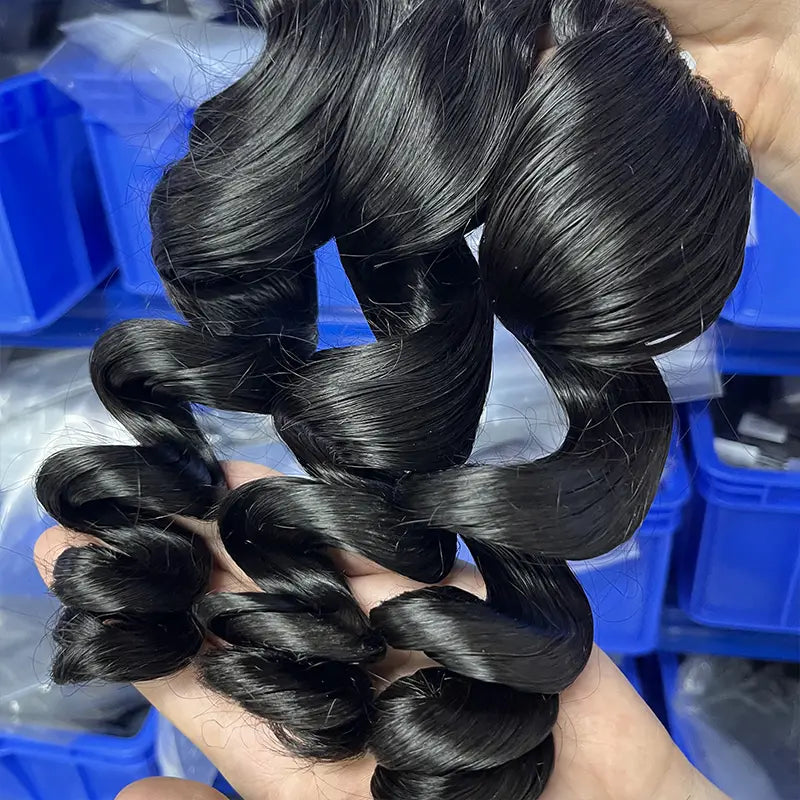 10A Cabelo Virgem Bruto Cambodjano Tecido de Cabelo Ondulado Solto