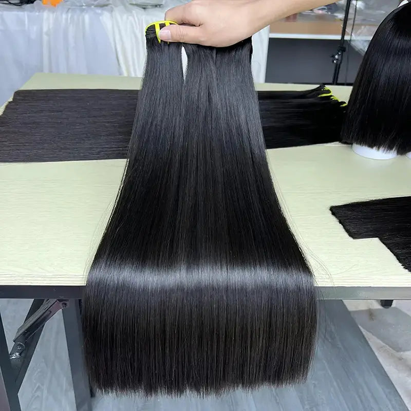 Cabelo Virgem Vietnamita 12A Duplo Trançado Liso Osso