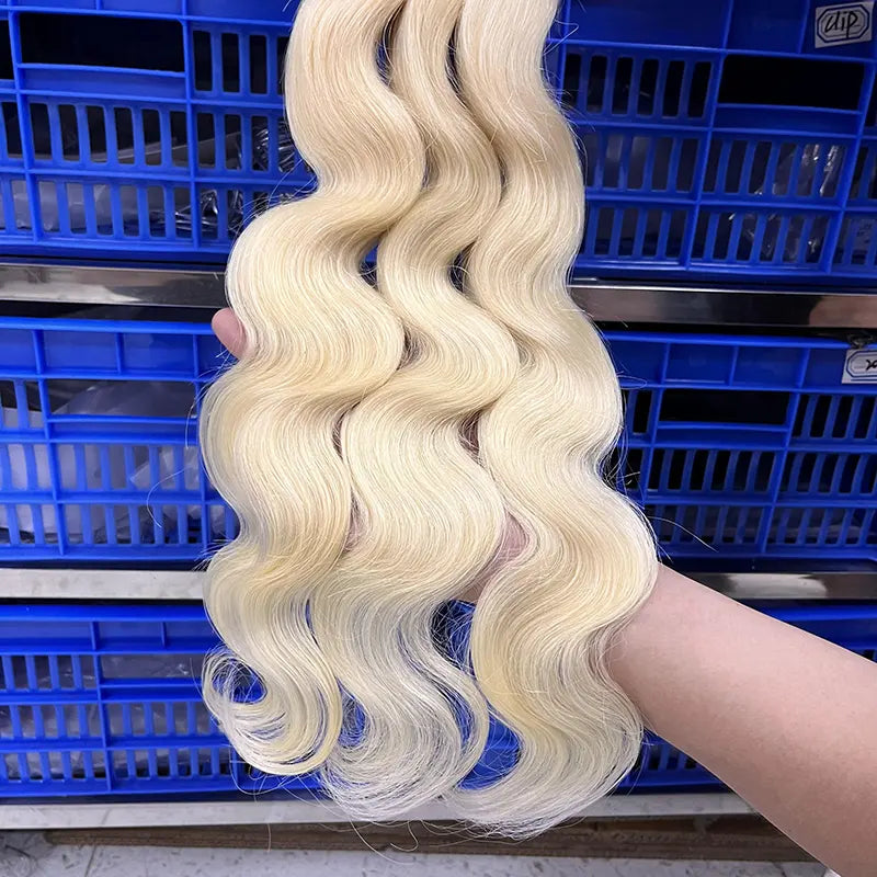 15A #613 Blonde Raw Single Donor Virgin Hair Weaving Body Wave
