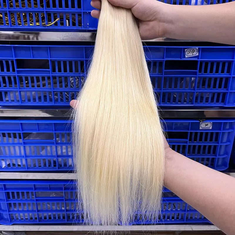 15A Cabelo Virgem Bruto Loiro #613 de Único Doador Tecido de Cabelo Liso