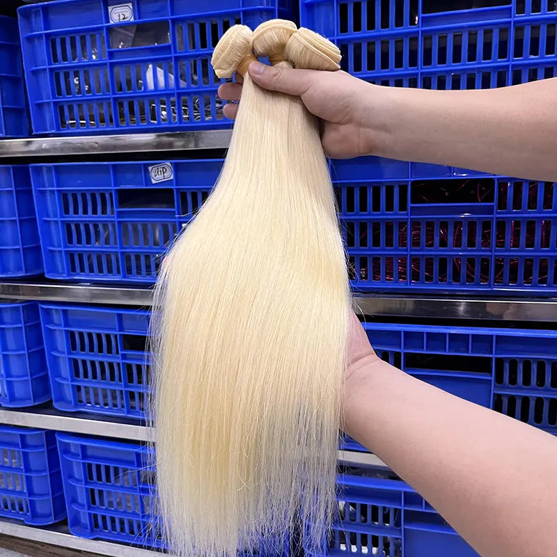 15A Cabelo Virgem Bruto Loiro #613 de Único Doador Tecido de Cabelo Liso