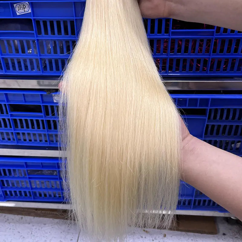 15A Cabelo Virgem Bruto Loiro #613 de Único Doador Tecido de Cabelo Liso