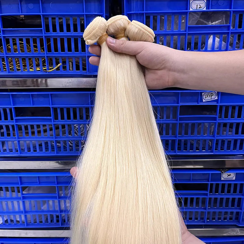 15A Cabelo Virgem Bruto Loiro #613 de Único Doador Tecido de Cabelo Liso