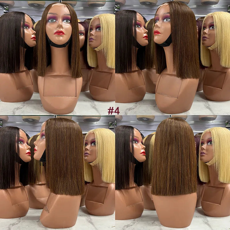 2x6/ 4x4/ 5x5/13x4 Double Drawn Bob Wig Straight