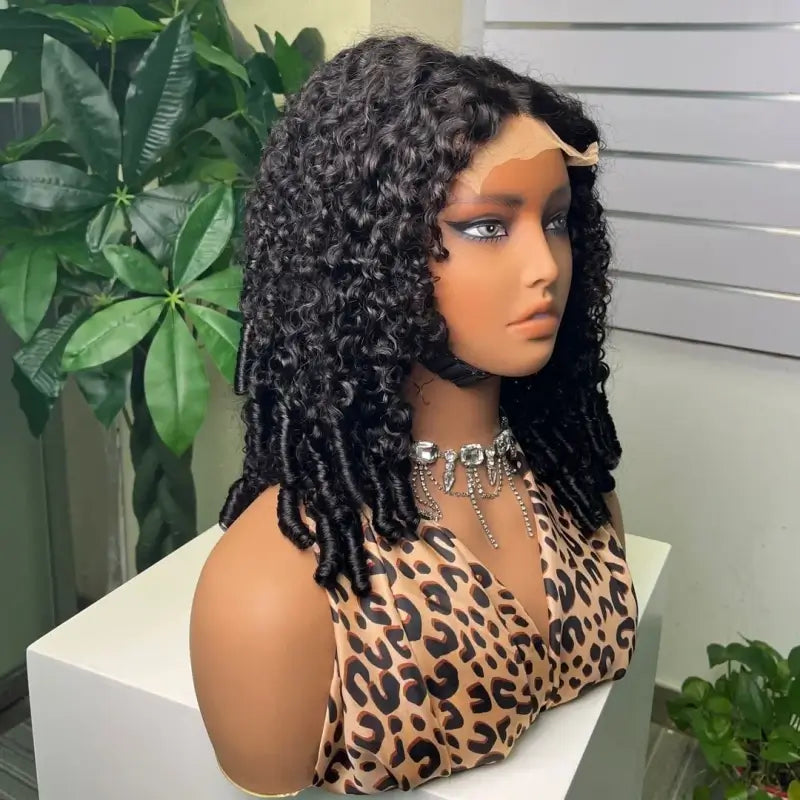 Peruca de Cabelo Cacheado Espiral Boêmio Cru 5x5 Duplo Estirado