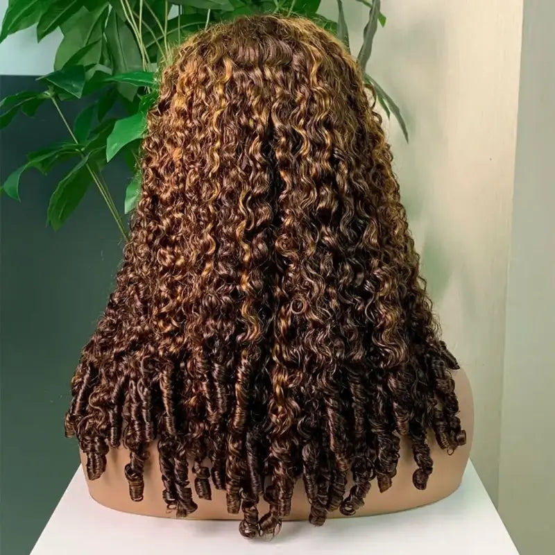 Peruca de Cabelo Cacheado Espiral Boêmio Cru 5x5 Duplo Estirado