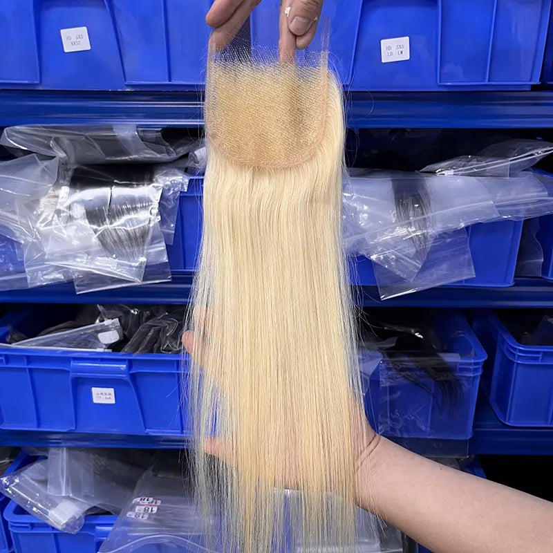 #613 Blonde Hair 4x4 HD/ Transparent Closure