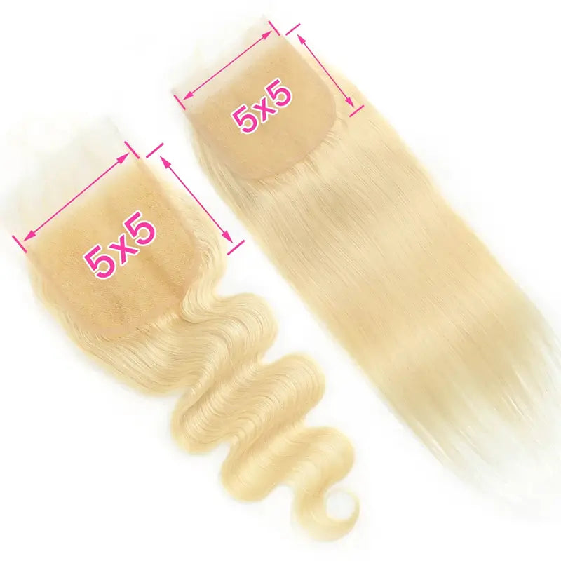 #613 Cabelo loiro com fecho transparente em renda e onda corporal frontal