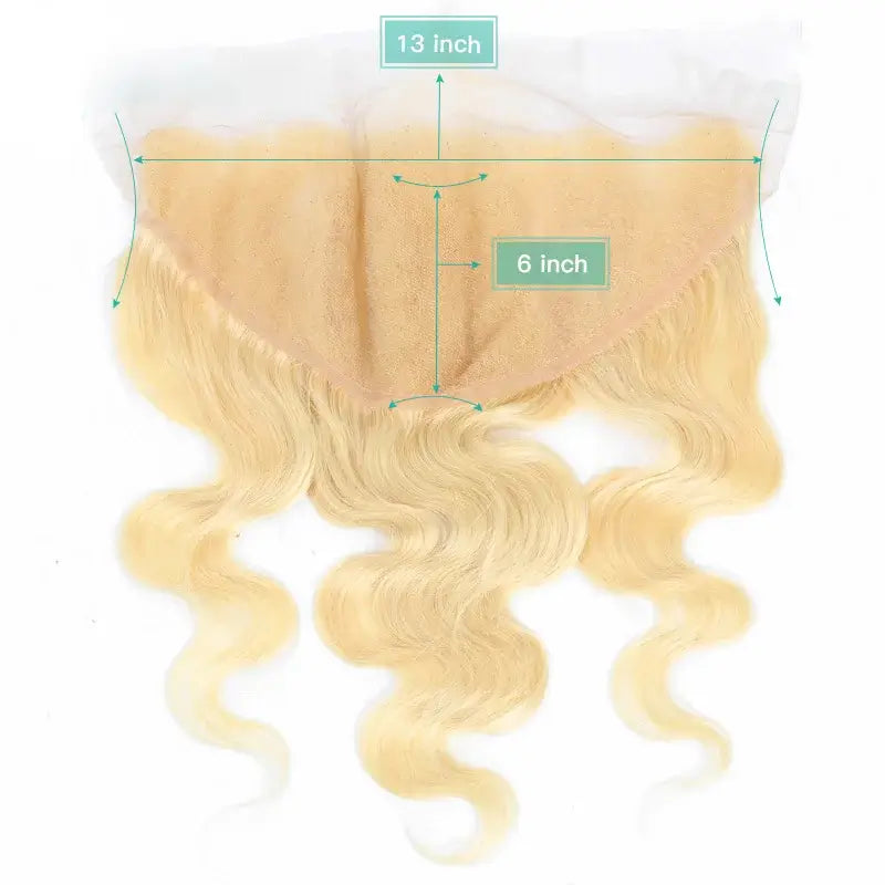 #613 Cabelo loiro com fecho transparente em renda e onda corporal frontal