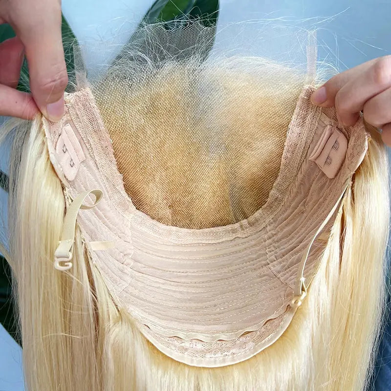 #613 Loira personalizada HD/fecho transparente peruca de cabelo cru onda corporal