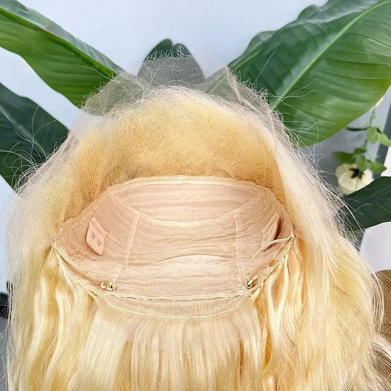 #613 Peruca Loiro Claro Personalizada de Cabelo Cru com Frontal HD/Transparente Onda Corporal