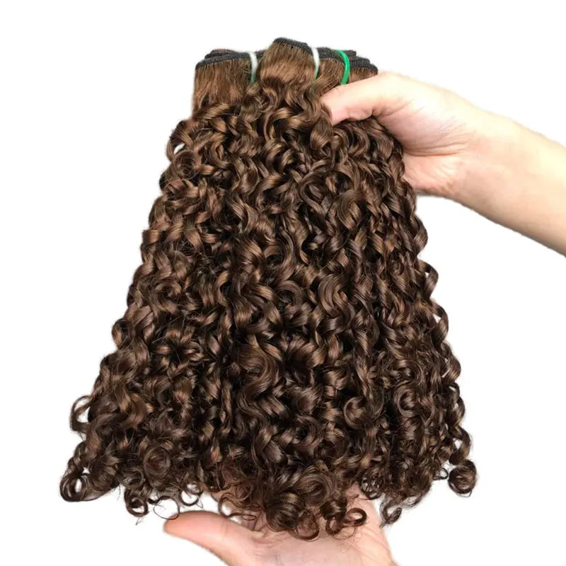 9A Pixie Bouncy Curly Dupla Tirada Cabelo Virgem Tecelagem