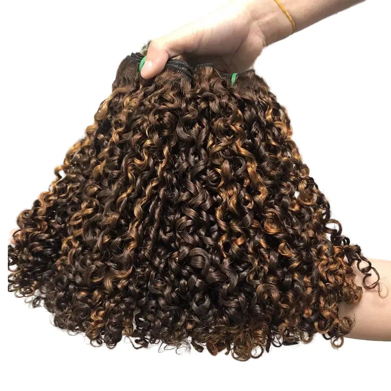 9A Pixie Bouncy Curly Dupla Tirada Cabelo Virgem Tecelagem