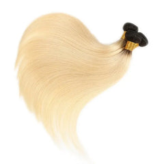 9A Cabelo Loiro #1B/613 com Raízes Escuras Tecido de Cabelo Liso