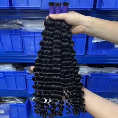 Cabelo humano virgem em massa de ondas profundas para trançar