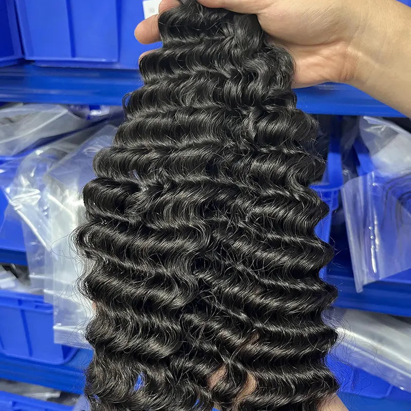 Extensões de cabelo humano virgem com fita de onda profunda