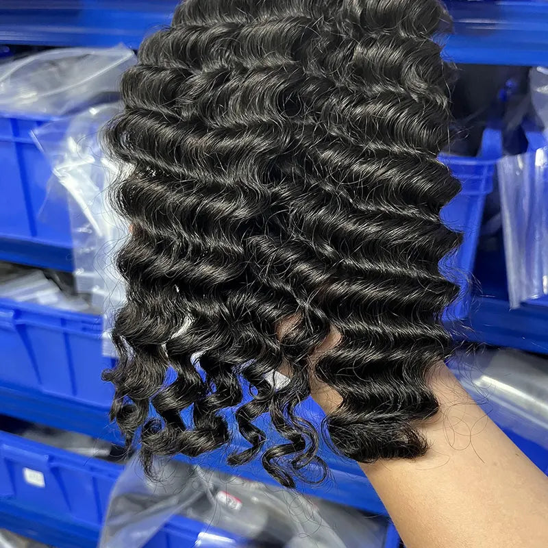 Extensões de cabelo humano virgem com fita de onda profunda