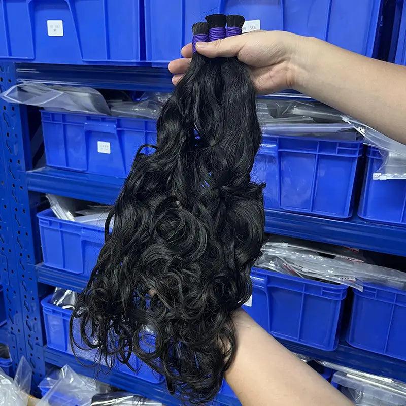 Cabelo humano virgem em massa de onda natural para trançar