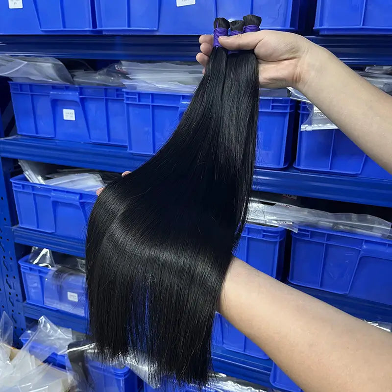 Cabelo humano virgem em massa reto para trançar