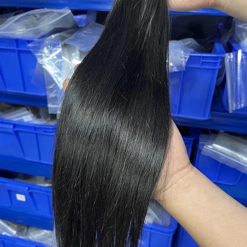 Extensões de cabelo humano virgem com fita reta