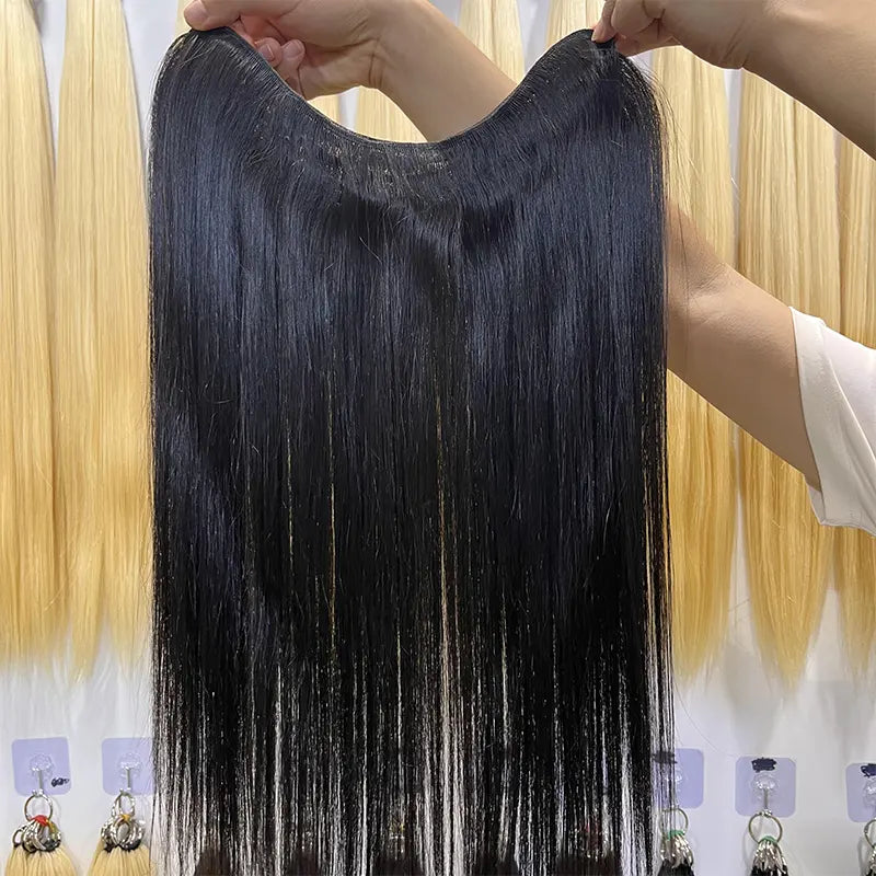 U dá forma a uma peça 3/4 de cabeça completa em extensões de cabelo humano virgem
