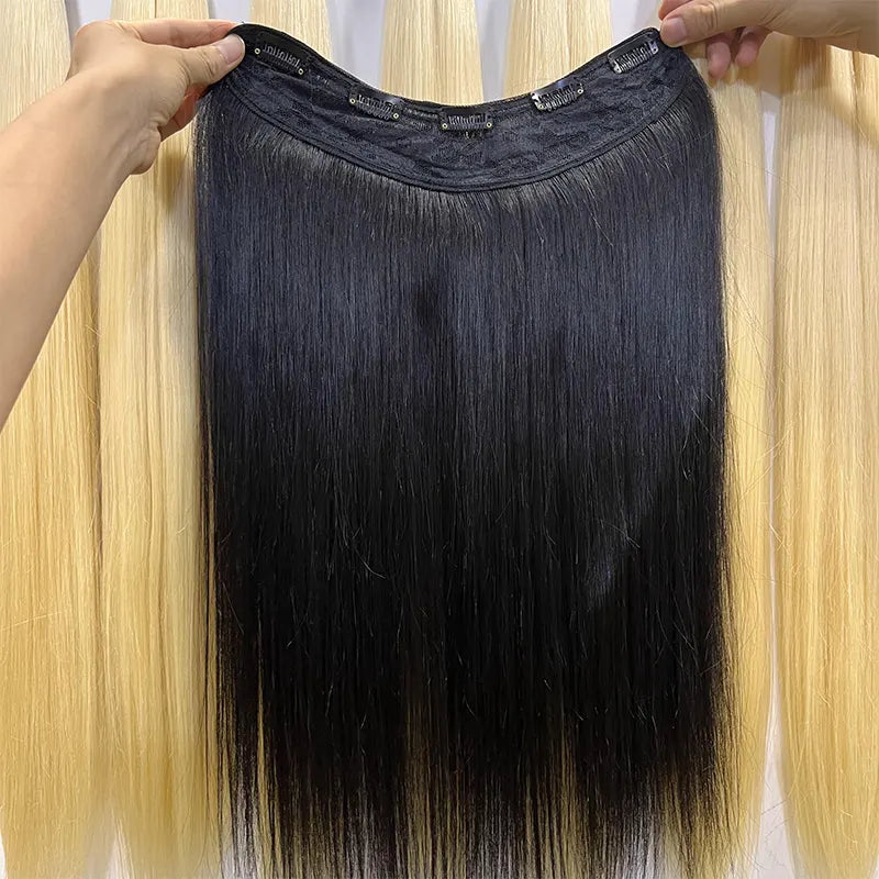 U dá forma a uma peça 3/4 de cabeça completa em extensões de cabelo humano virgem