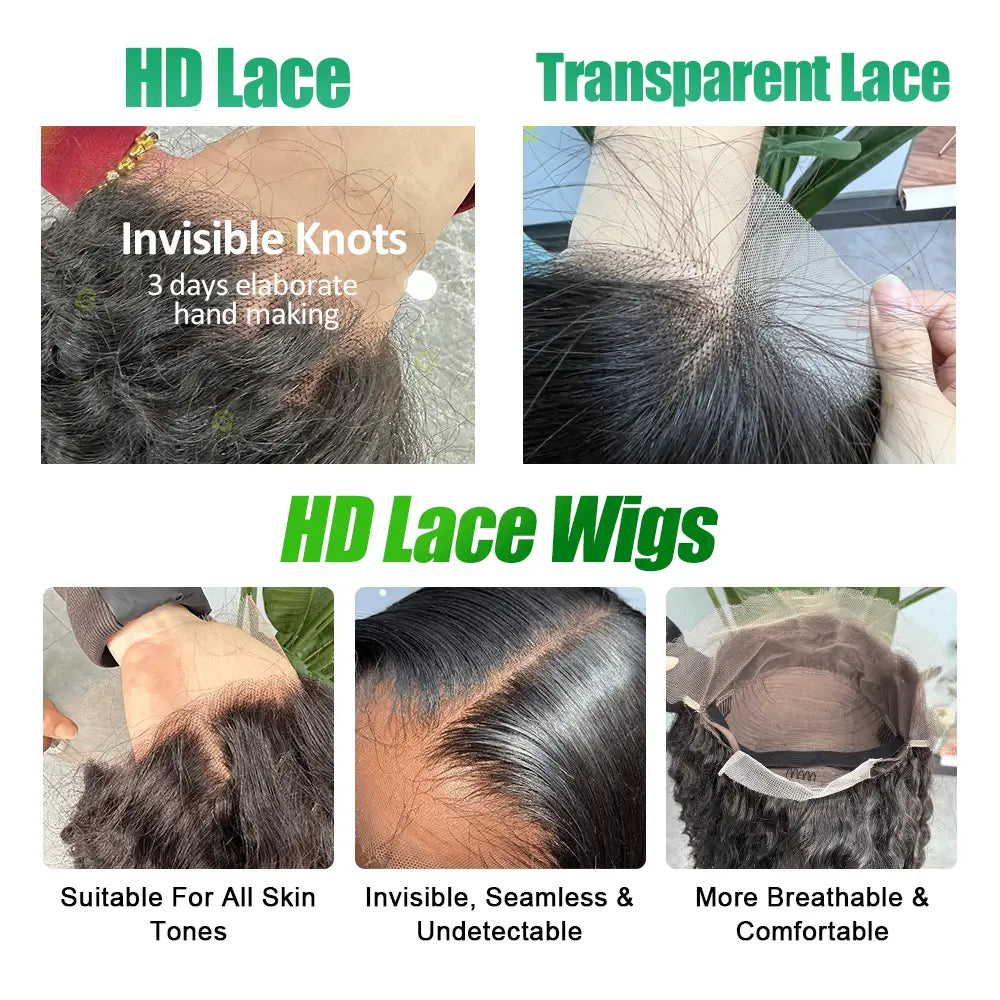 10A Custom HD/Transparent Closure Raw Hair Wig Water Wave